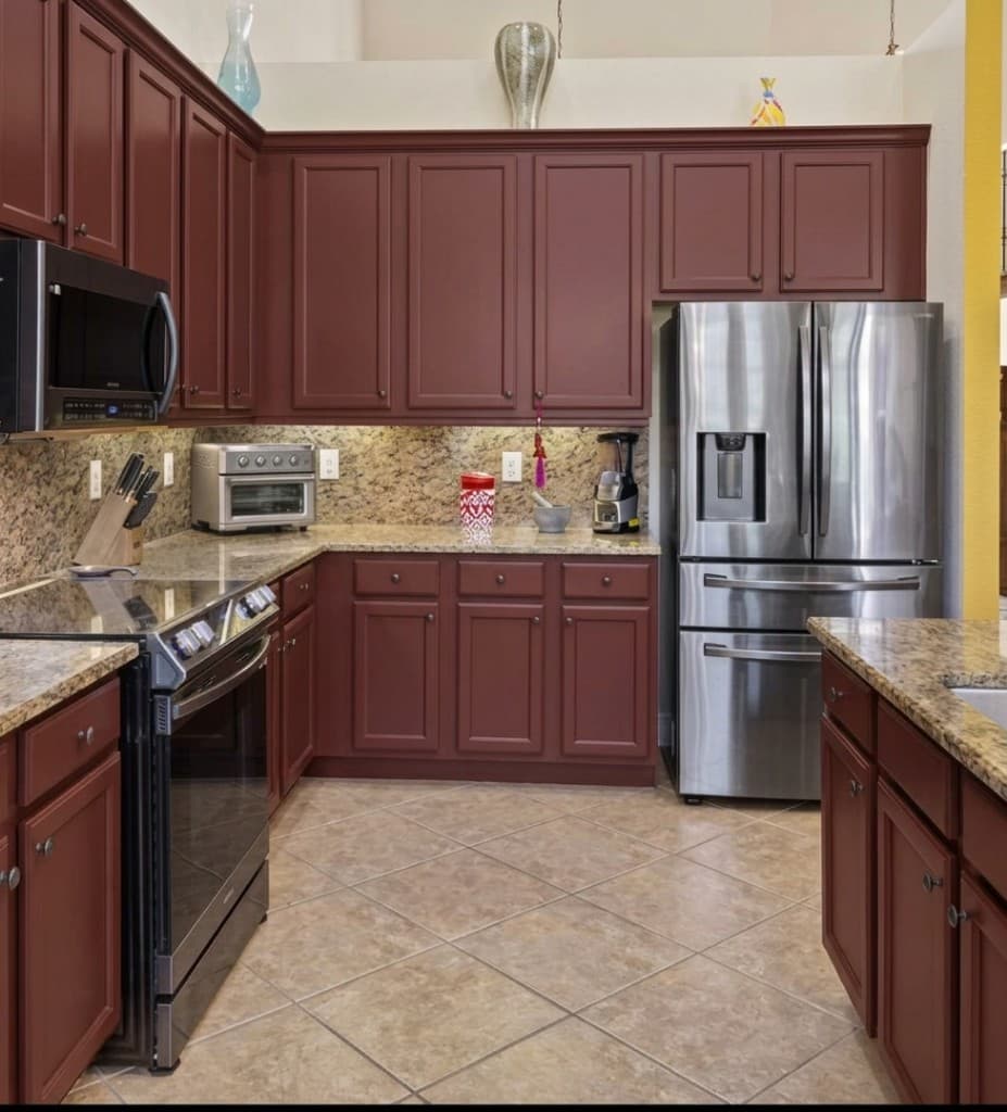 Kitchen cabinets after refinishing